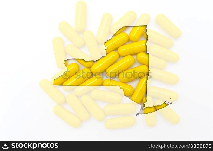 Outlined new york with transparent background of capsules