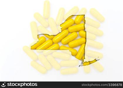 Outlined new york with transparent background of capsules