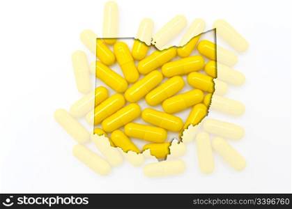 Outlined ohio with transparent background of capsules