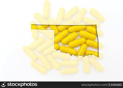 Outlined oklahoma with transparent background of capsules