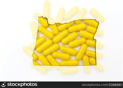 Outlined oregon with transparent background of capsules
