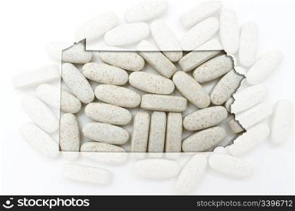 Outlined pennsylvania with transparent background of capsules