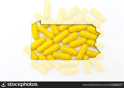Outlined pennsylvania with transparent background of capsules