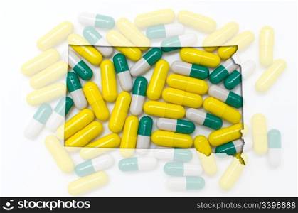 Outlined south dakota with transparent background of capsules