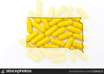 Outlined south dakota with transparent background of capsules