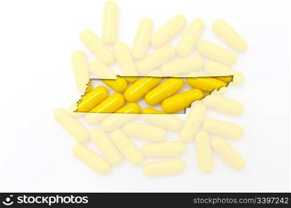 Outlined tennessee with transparent background of capsules