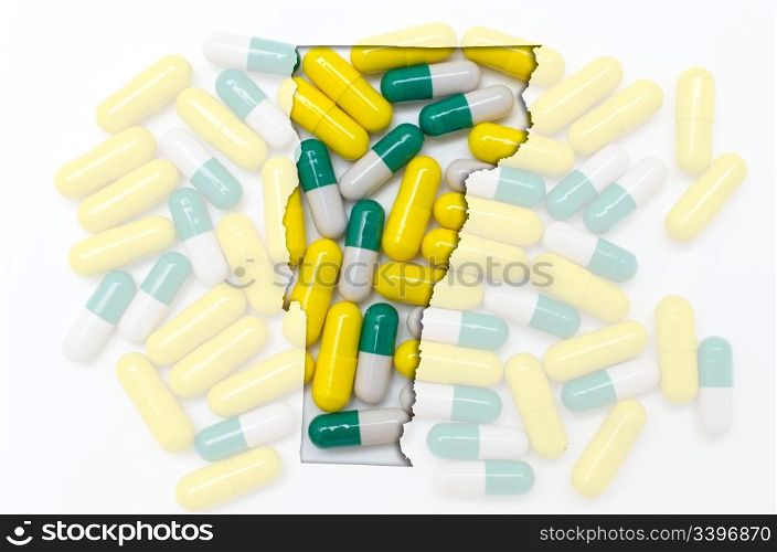 Outlined vermont with transparent background of capsules