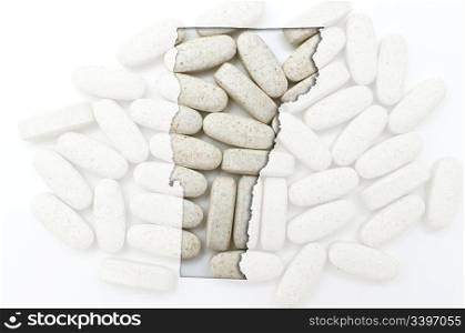 Outlined vermont with transparent background of capsules