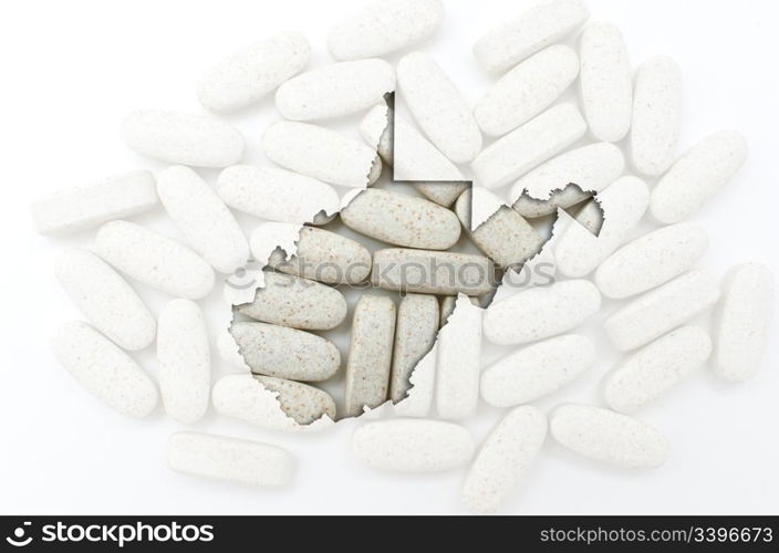 Outlined west virginia with transparent background of capsules