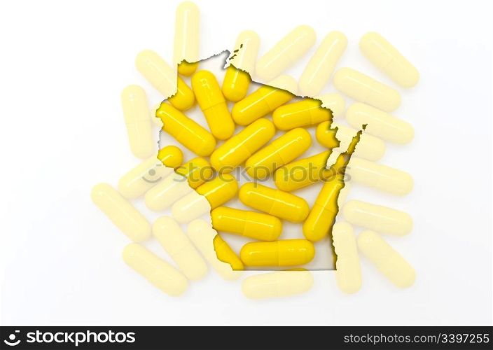 Outlined wisconsin with transparent background of capsules