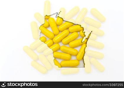 Outlined wisconsin with transparent background of capsules