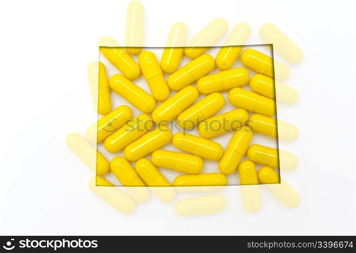 Outlined wyoming with transparent background of capsules