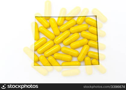 Outlined wyoming with transparent background of capsules