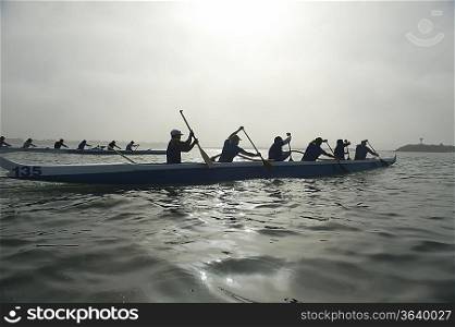 Outrigger canoeing team compete