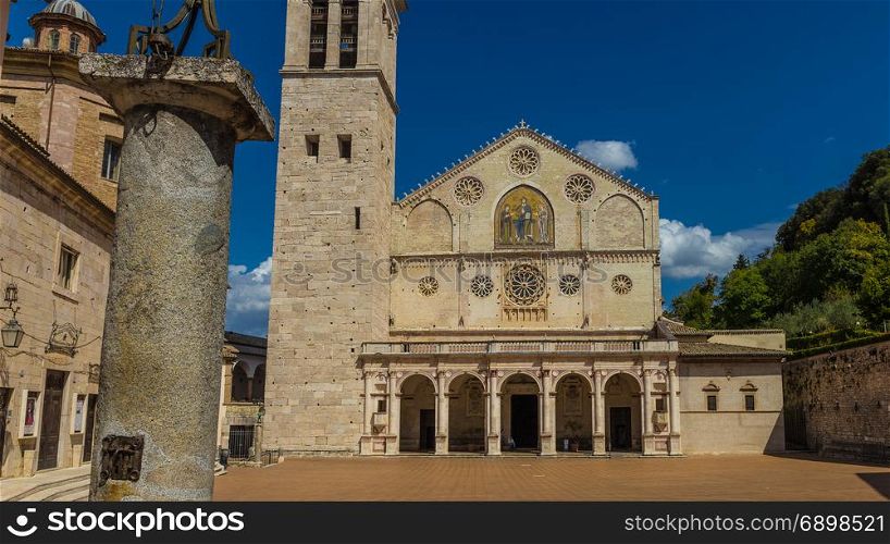 Outside view of the beautiful Duomo of Spoleto (Italy)