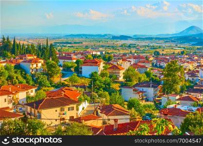 Outskirts of Kalambaka town in Thessaly, Greece