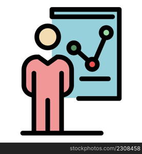 Outsource graph chart icon. Outline outsource graph chart vector icon color flat isolated. Outsource graph chart icon color outline vector