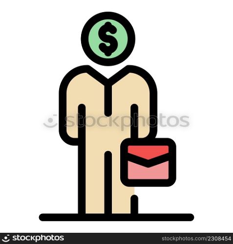Outsource man icon. Outline outsource man vector icon color flat isolated. Outsource man icon color outline vector