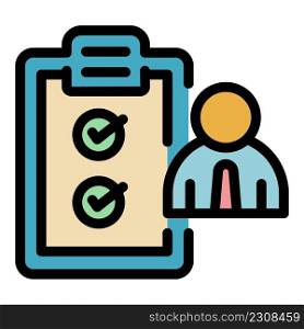 Outsource to do list icon. Outline outsource to do list vector icon color flat isolated. Outsource to do list icon color outline vector
