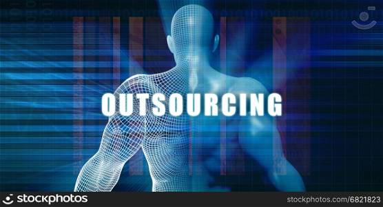 Outsourcing as a Futuristic Concept Abstract Background. Outsourcing