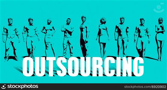 Outsourcing Focus with Business People United Art. Outsourcing