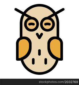 Oval owl icon. Outline oval owl vector icon color flat isolated. Oval owl icon color outline vector