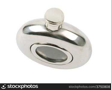 oval pocket hip flask isolated on white background