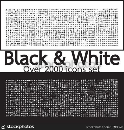 Over 2000 Black and White Set icons Quality illustration design