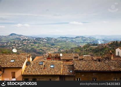 Over The Roofs. Perugia Cityscape. Over The Roofs View. Italy.