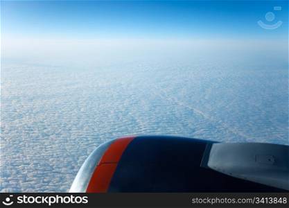 Overcast clouds - view from the window of a jet aircraft