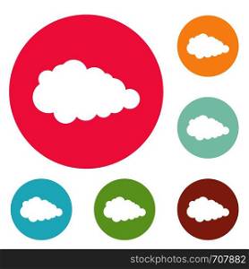 Overcast icons circle set vector isolated on white background. Overcast icons circle set vector