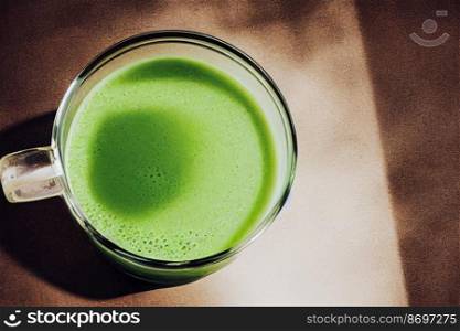 Overhead shot of delicious tasty healthy vegetable smoothie 3d illustrated