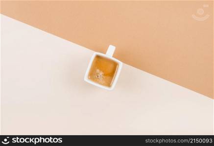 overhead view coffee cup dual background