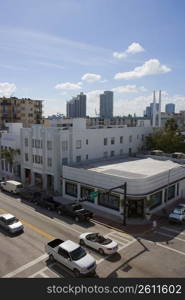 Overhead view of streets in South Beach, Miami, Florida