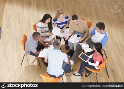 Overhead View Of Young People In Study Group