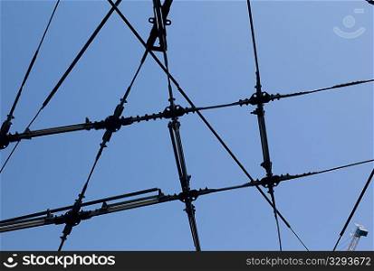 Overhead wires in the city of Vancouver, British Columbia, Canada