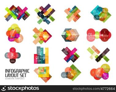 Overlapping geometric shapes composition. business infographics, option select