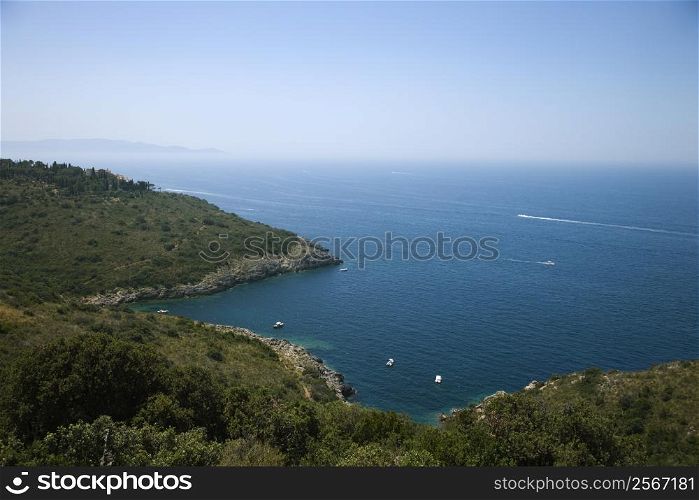Overlook of Italian coastline.