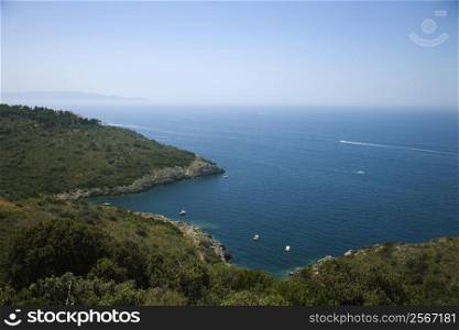 Overlook of Italian coastline.