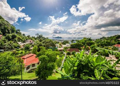 Overlook of Seychelles capital Victoria, Mahe island