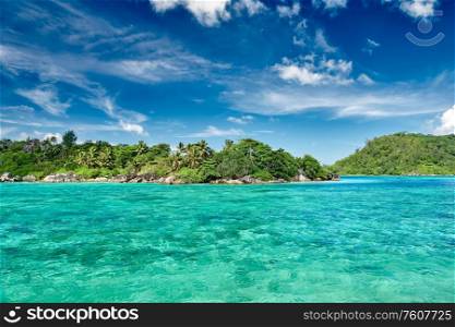 Overlook of Seychelles landscape at Mahe island