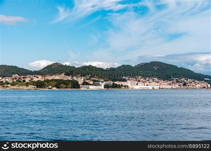 Overlook of the coast of Cangas in the province of Pontevedra Galicia Spain.