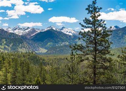 Overlooking mountains on the Ponderosa Pines Scenic Byway
