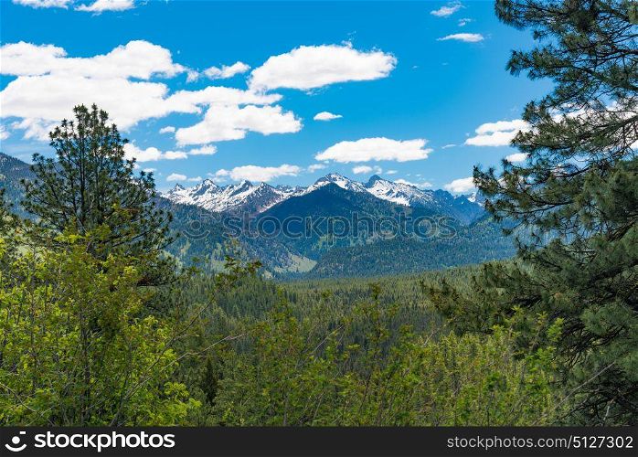 Overlooking mountains on the Ponderosa Pines Scenic Byway