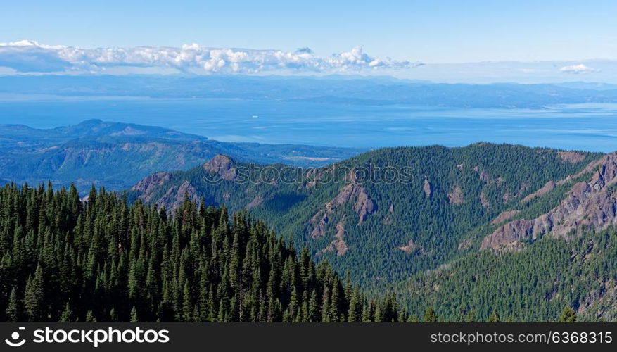 Overlooking Port Angeles WA, Victoria BC and the Strait of Juan de Fuca from Hurricane Hill, Olympic National Park