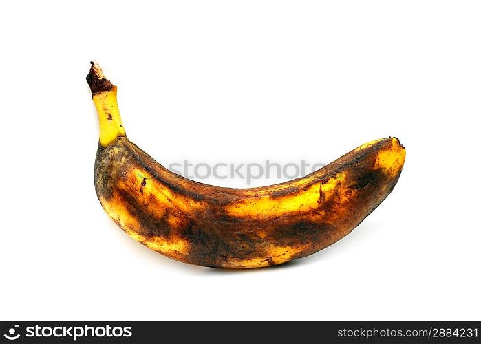 overripe banana isolated on white