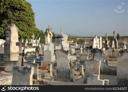 Overview of an old cemetery in Aubignan, France
