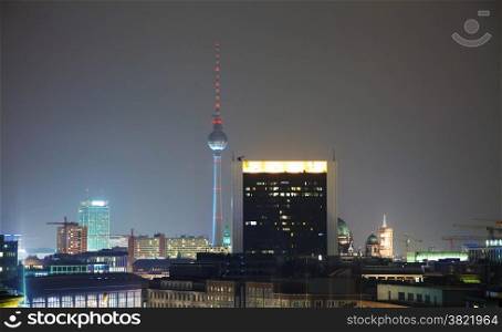 Overview of Berlin, Germany at night time