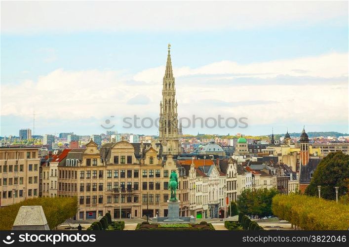 Overview of Brussels, Belgium on a cloudy day