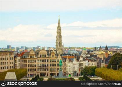 Overview of Brussels, Belgium on a cloudy day